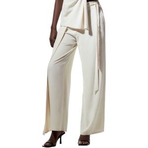 NEW ZARA Wrap Pants Flowing Wrap Wide Leg Trousers Sz M Color Blue